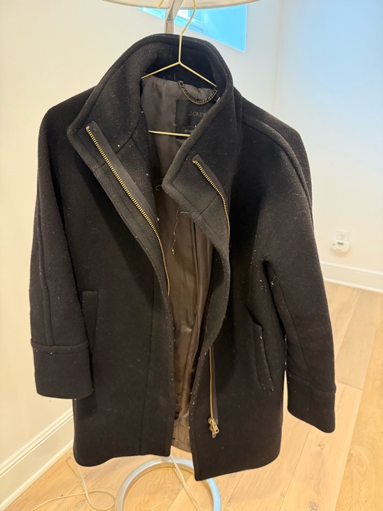 J. Crew Jackets & Blazers - J. Crew Black Wool Zip-Front Coat with Gold Hardware